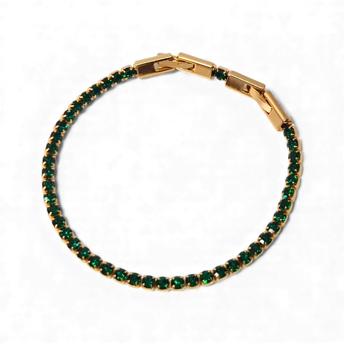 Brățară Olivia placată cu aur 18K cu zirconii verde-smarald [5]