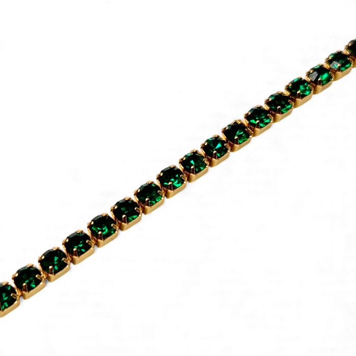 Brățară Olivia placată cu aur 18K cu zirconii verde-smarald [7]