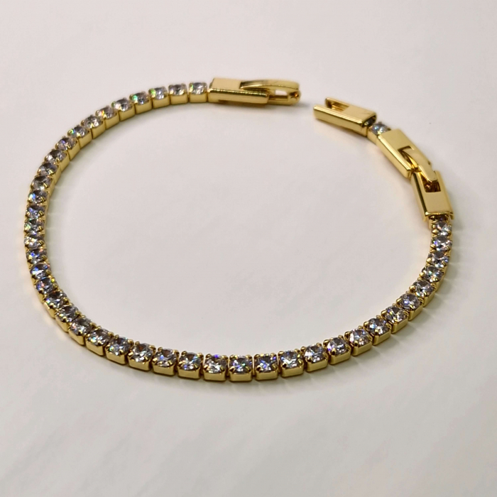 Bratara tennis placata cu aur de 14k si incrustata cu cristale albe din zirconiu [12]