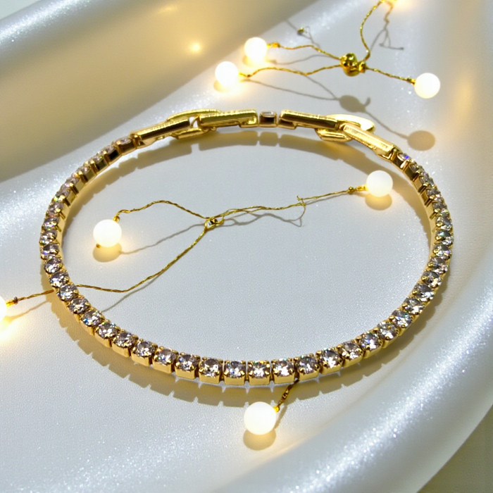 Brățară Sophia placată cu aur 18K cu zirconii clare [6]