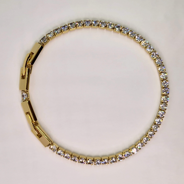 Bratara tennis placata cu aur de 14k si incrustata cu cristale albe din zirconiu [1]