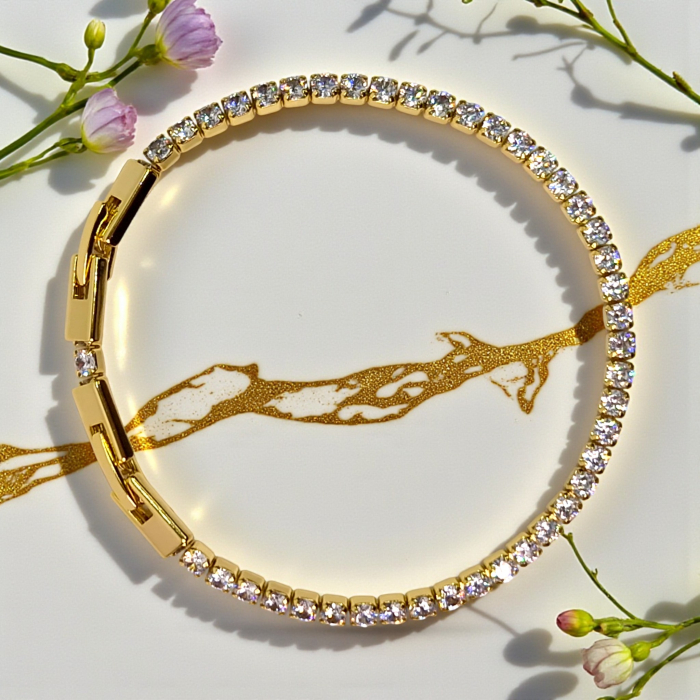 Brățară Sophia placată cu aur 18K cu zirconii clare [2]