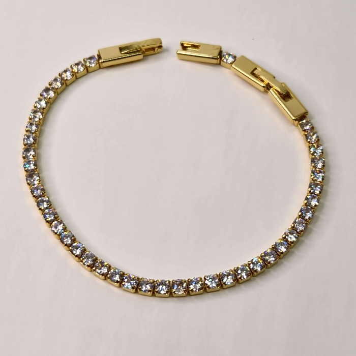 Bratara tennis placata cu aur de 14k si incrustata cu cristale albe din zirconiu [13]