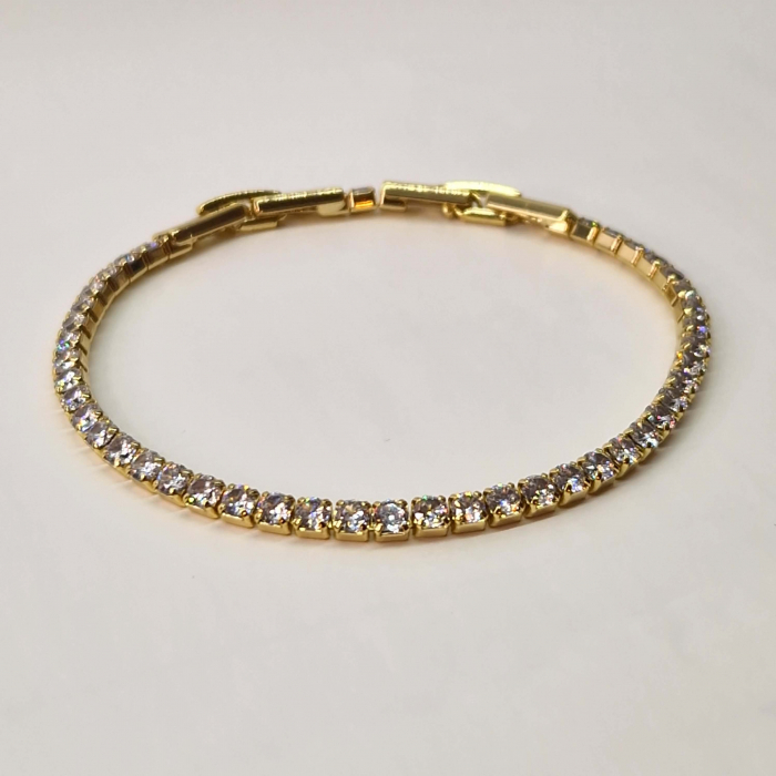 Bratara tennis placata cu aur de 14k si incrustata cu cristale albe din zirconiu [2]