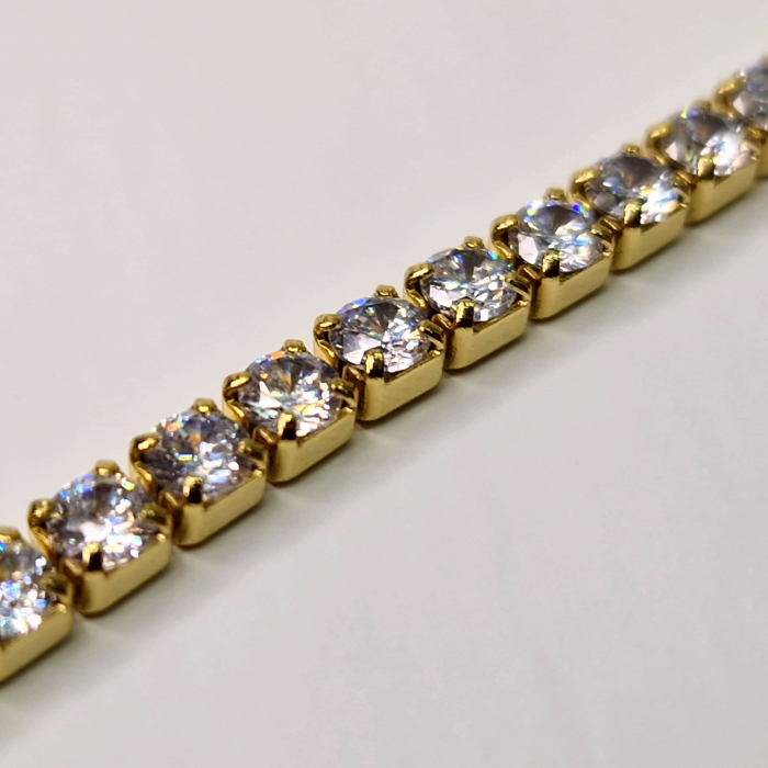 Bratara tennis placata cu aur de 14k si incrustata cu cristale albe din zirconiu [7]