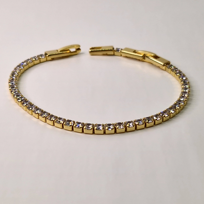 Bratara tennis placata cu aur de 14k si incrustata cu cristale albe din zirconiu [11]