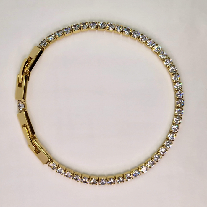 Bratara tennis placata cu aur de 14k si incrustata cu cristale albe din zirconiu [10]