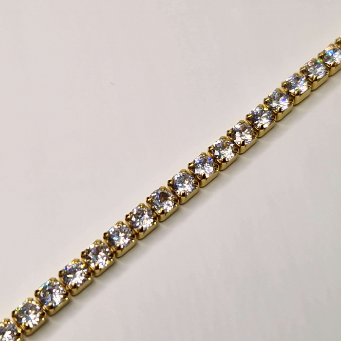 Bratara tennis placata cu aur de 14k si incrustata cu cristale albe din zirconiu [8]