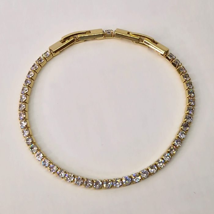 Bratara tennis placata cu aur de 14k si incrustata cu cristale albe din zirconiu [3]