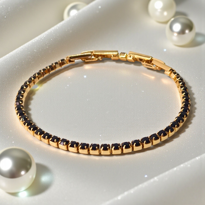 Brățară Sydney placată cu aur 18K cu zirconii negre [8]