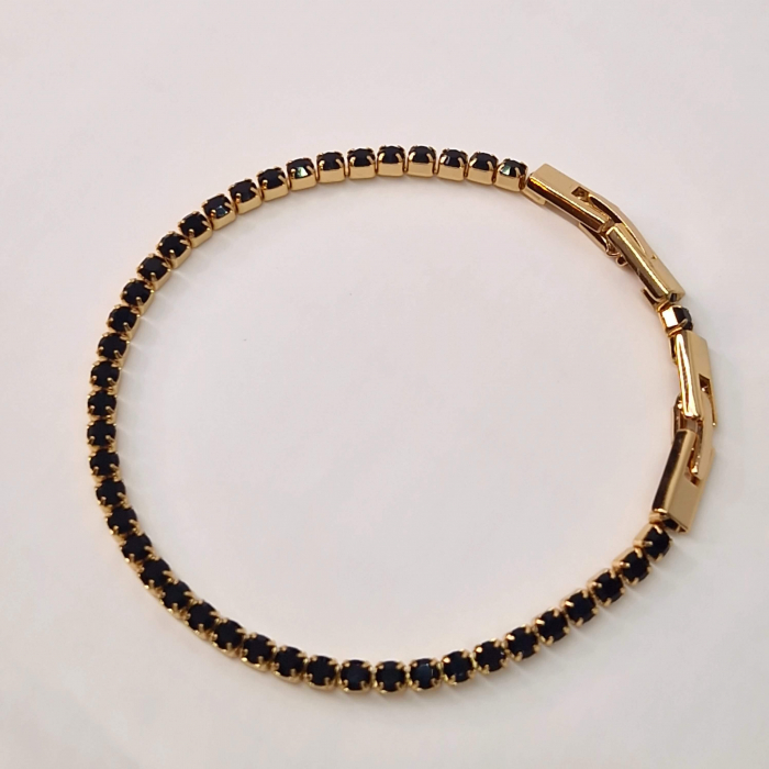 Bratara tennis cu cristale negre din zirconiu placata cu aur roz de 18k [2]