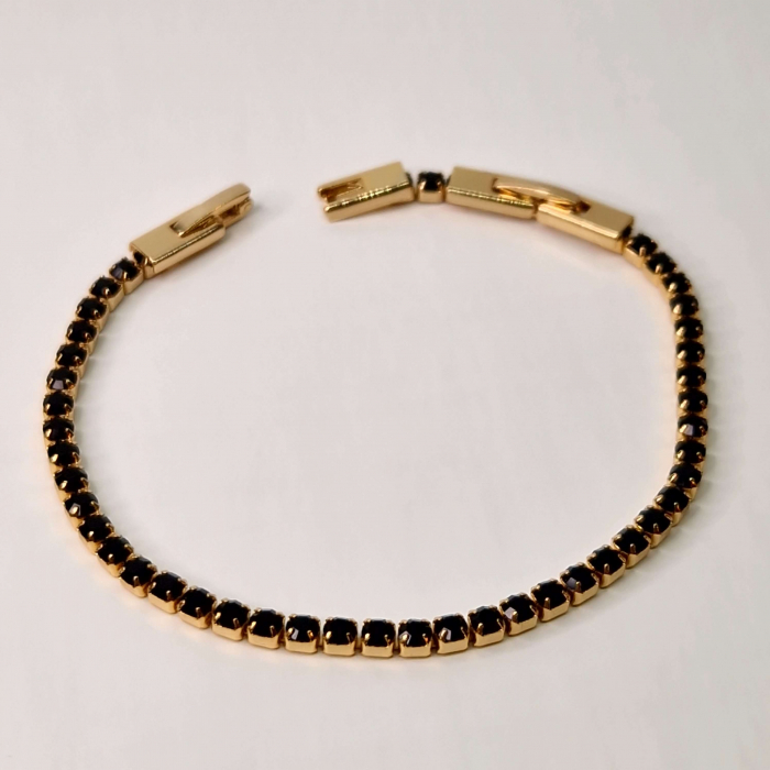 Bratara tennis cu cristale negre din zirconiu placata cu aur roz de 18k [8]