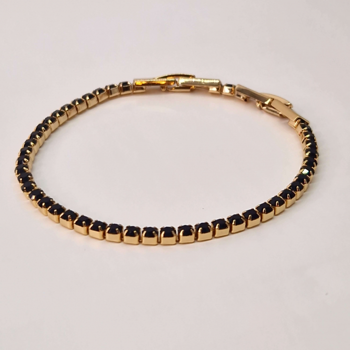 Bratara tennis cu cristale negre din zirconiu placata cu aur roz de 18k [1]