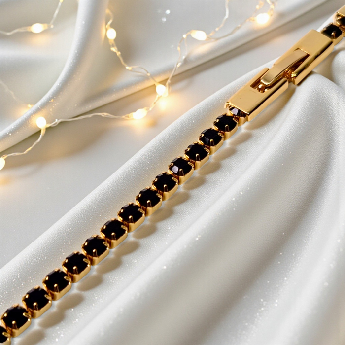 Brățară Sydney placată cu aur 18K cu zirconii negre [6]