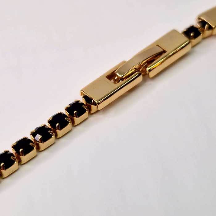 Bratara tennis cu cristale negre din zirconiu placata cu aur roz de 18k [5]