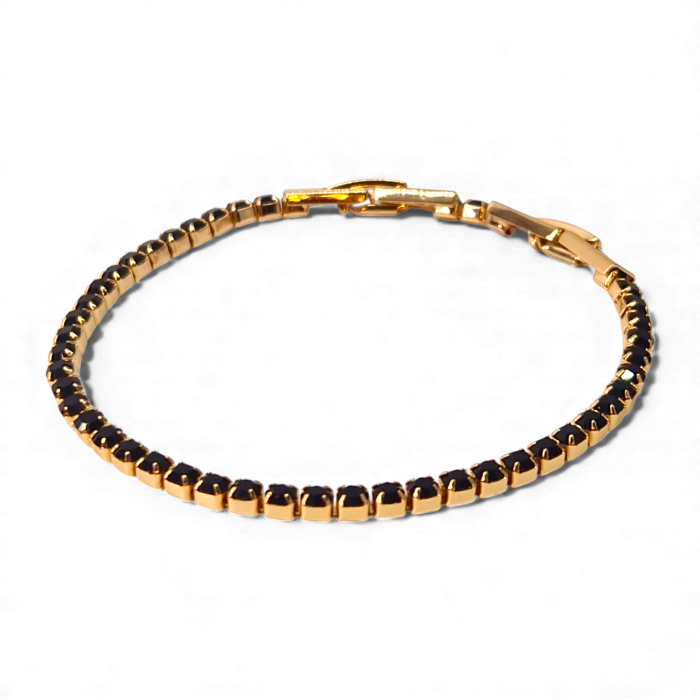 Brățară Sydney placată cu aur 18K cu zirconii negre [1]
