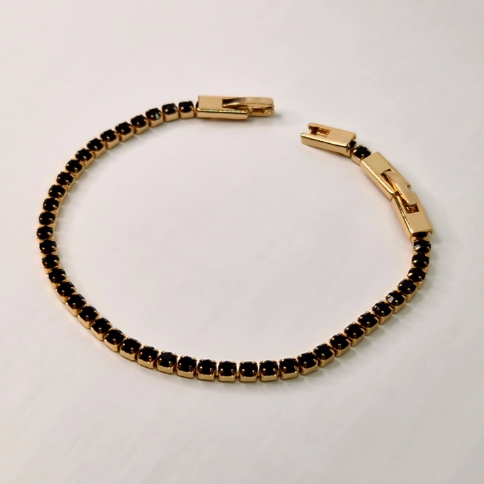 Bratara tennis cu cristale negre din zirconiu placata cu aur roz de 18k [9]