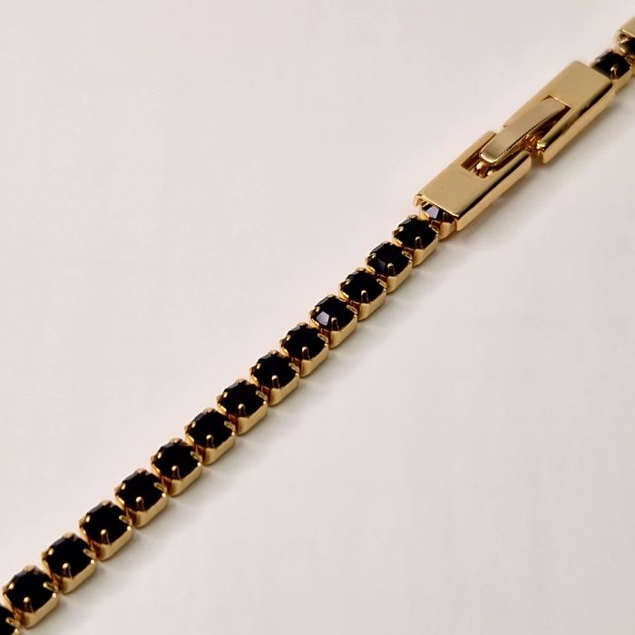 Bratara tennis cu cristale negre din zirconiu placata cu aur roz de 18k [6]