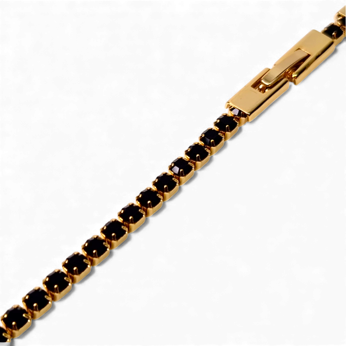 Brățară Sydney placată cu aur 18K cu zirconii negre [5]