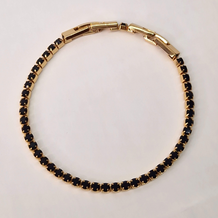 Bratara tennis cu cristale negre din zirconiu placata cu aur roz de 18k [3]