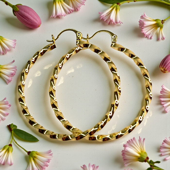 Cercei Carla placati cu aur 18K cu model răsucit [2]