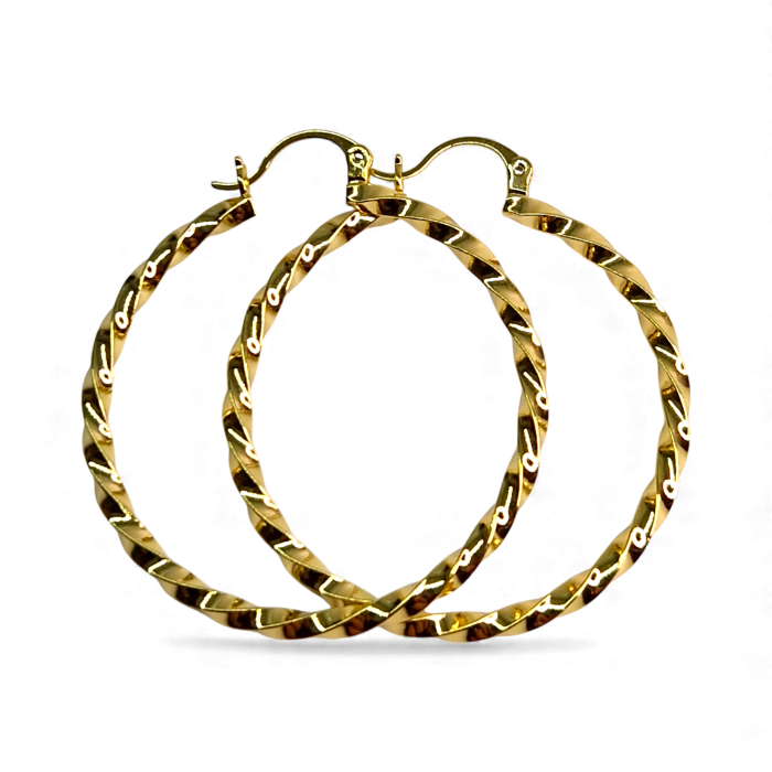 Cercei Carla placati cu aur 18K cu model răsucit [1]