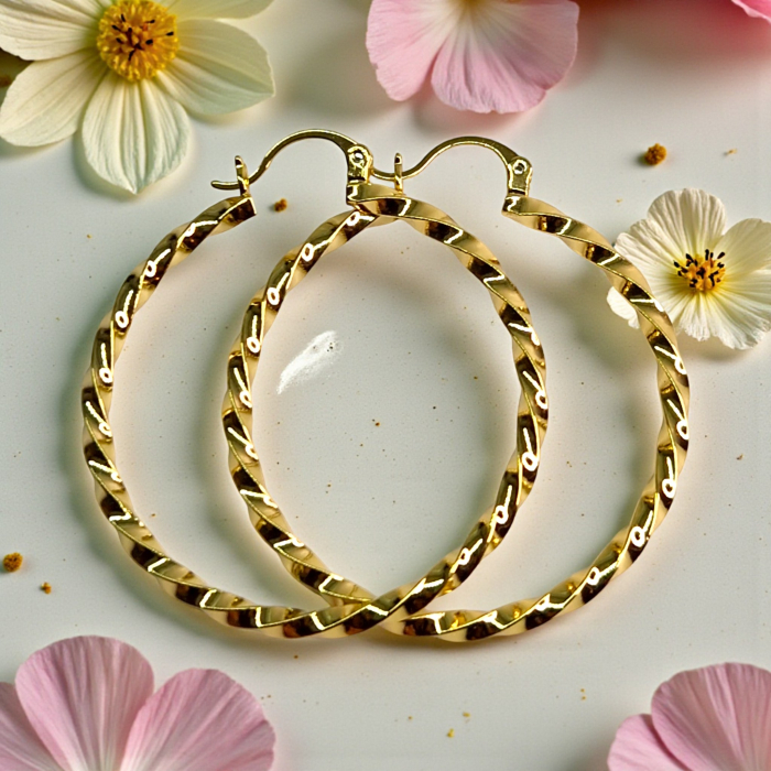 Cercei Carla placati cu aur 18K cu model răsucit [4]