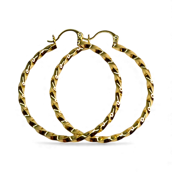 Cercei Carla placati cu aur 18K cu model răsucit [5]