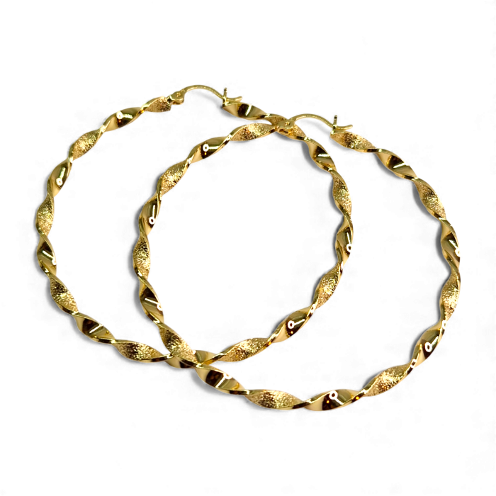 Cercei Dalia placati cu aur 18K cu design răsucit texturat [1]