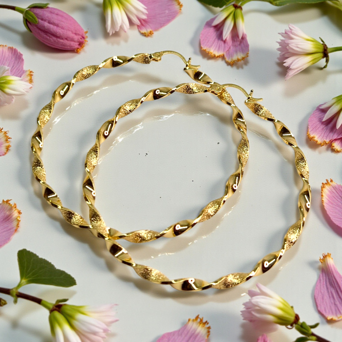 Cercei Dalia placati cu aur 18K cu design răsucit texturat [6]