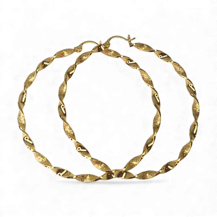 Cercei Dalia placati cu aur 18K cu design răsucit texturat [3]