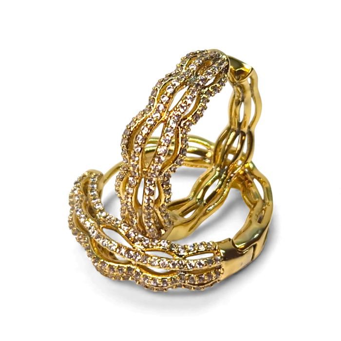 Cerceii Kristy placati cu aur de 18k incrustati cu cristale din zirconiu albe [7]