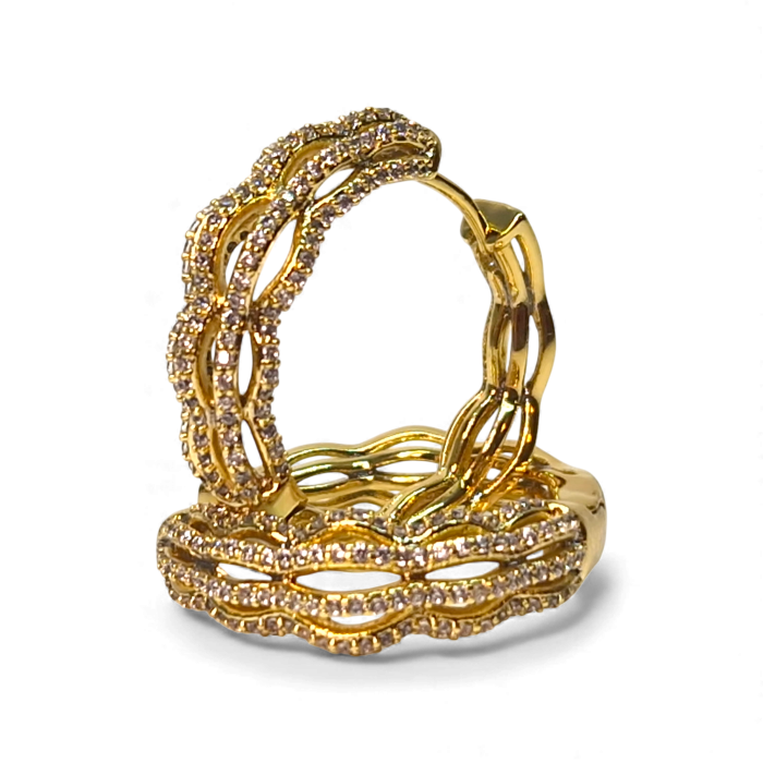 Cerceii Kristy placati cu aur de 18k incrustati cu cristale din zirconiu albe [3]