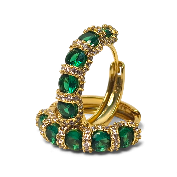 Cercei Miriam Green placați cu aur 18K cu zirconii verzi rotunde [5]