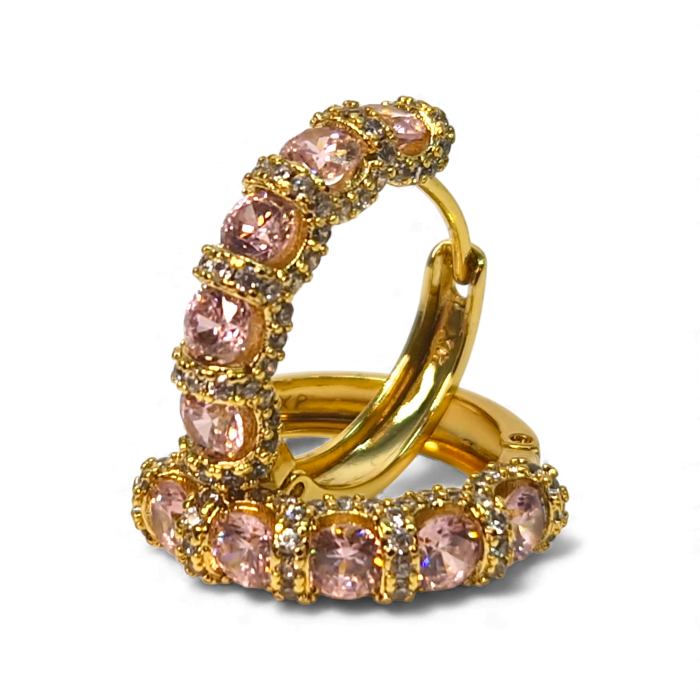 Cercei Miriam Pink placati cu aur 18K cu zirconii roz [7]