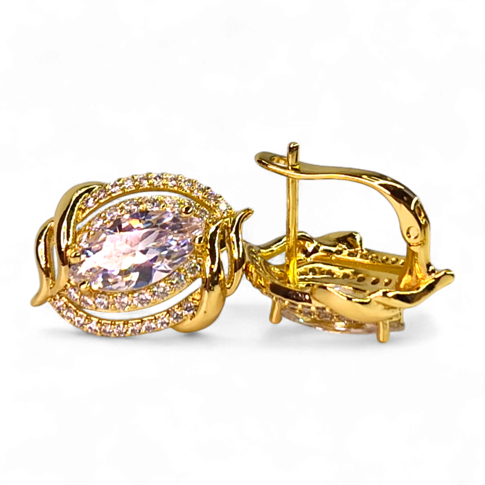 Cercei Samantha placati cu aur 18K cu cristal marquise și zirconii [7]