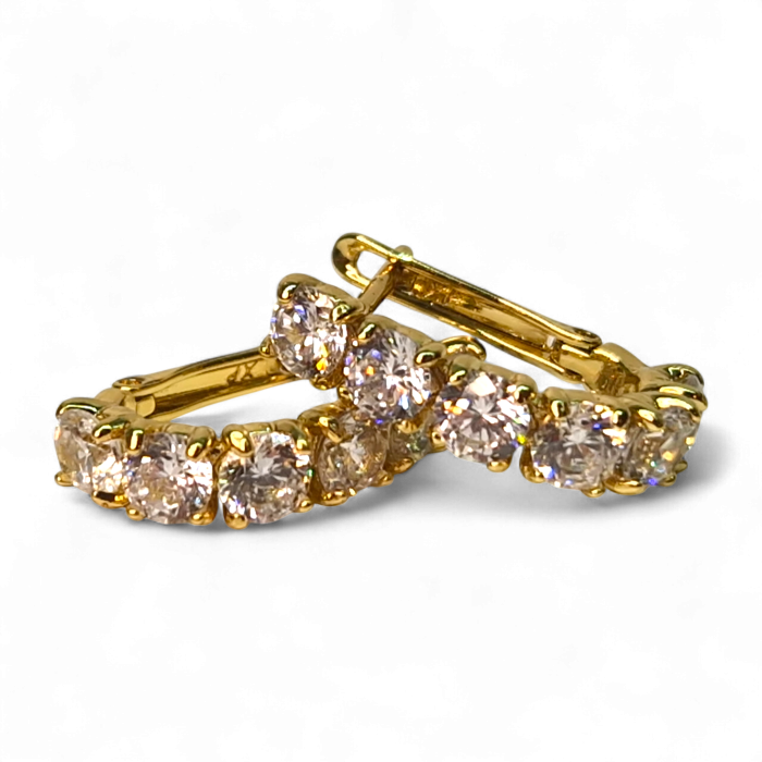 Cercei placați cu aur 18K Sydney cu cristale mari strălucitoare [1]