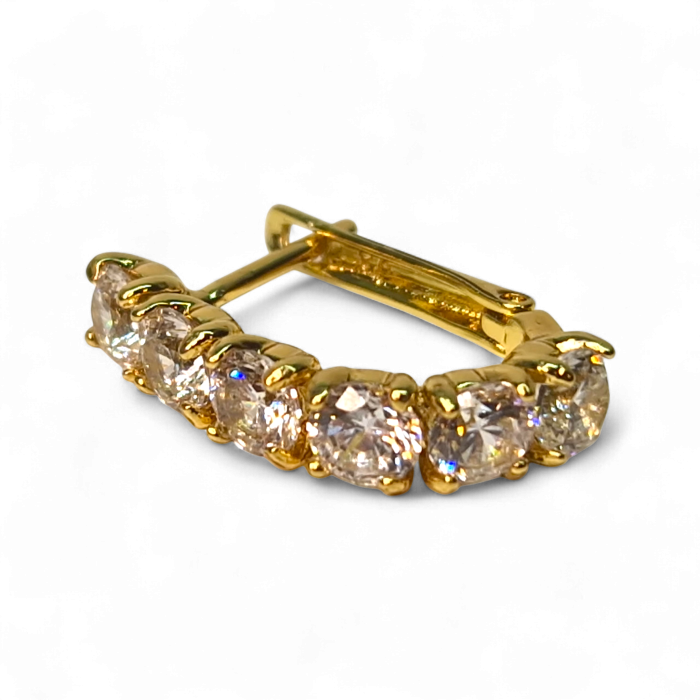 Cercei placați cu aur 18K Sydney cu cristale mari strălucitoare [7]