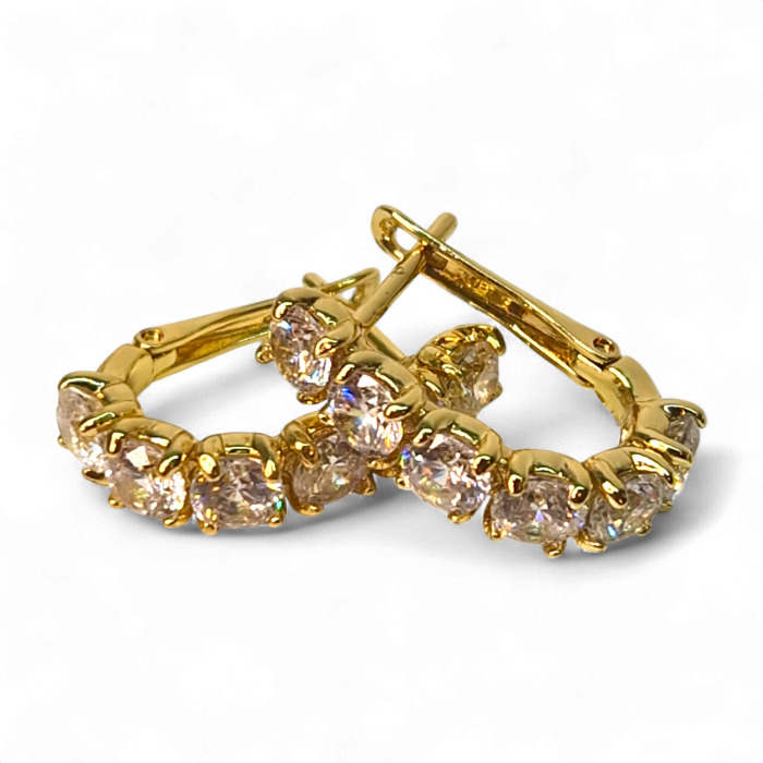 Cercei placați cu aur 18K Sydney cu cristale mari strălucitoare [3]