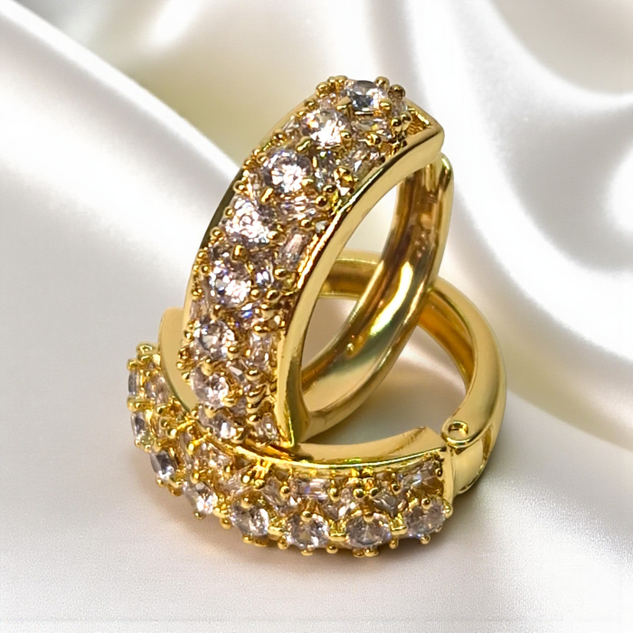 Cercei Tiffany placați cu aur cu două rânduri de zirconii [4]