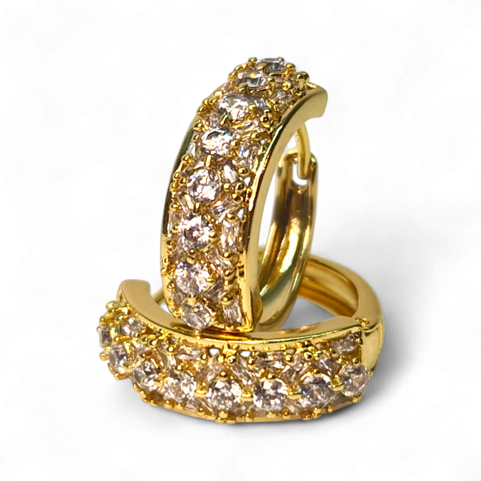 Cercei Tiffany placați cu aur cu două rânduri de zirconii [5]