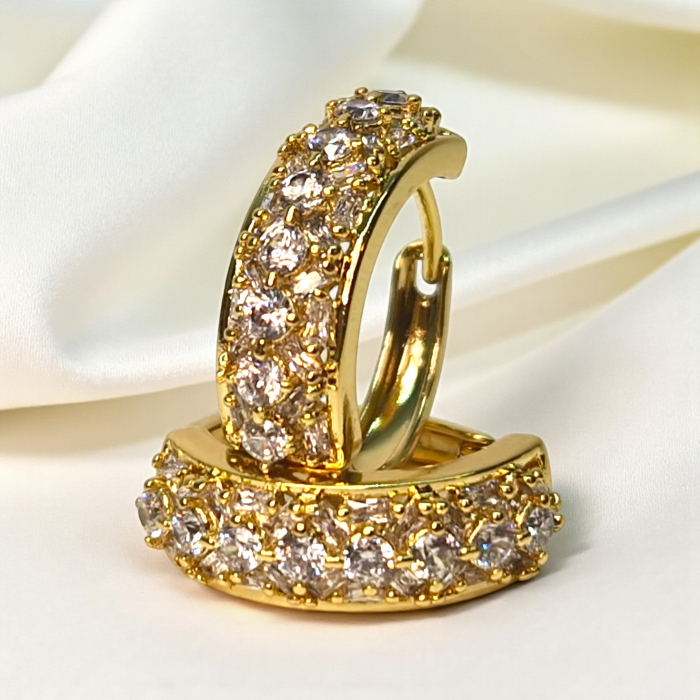 Cercei Tiffany placați cu aur cu două rânduri de zirconii [2]