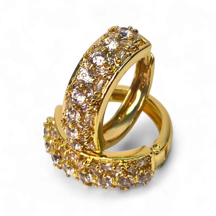 Cercei Tiffany placați cu aur cu două rânduri de zirconii [3]