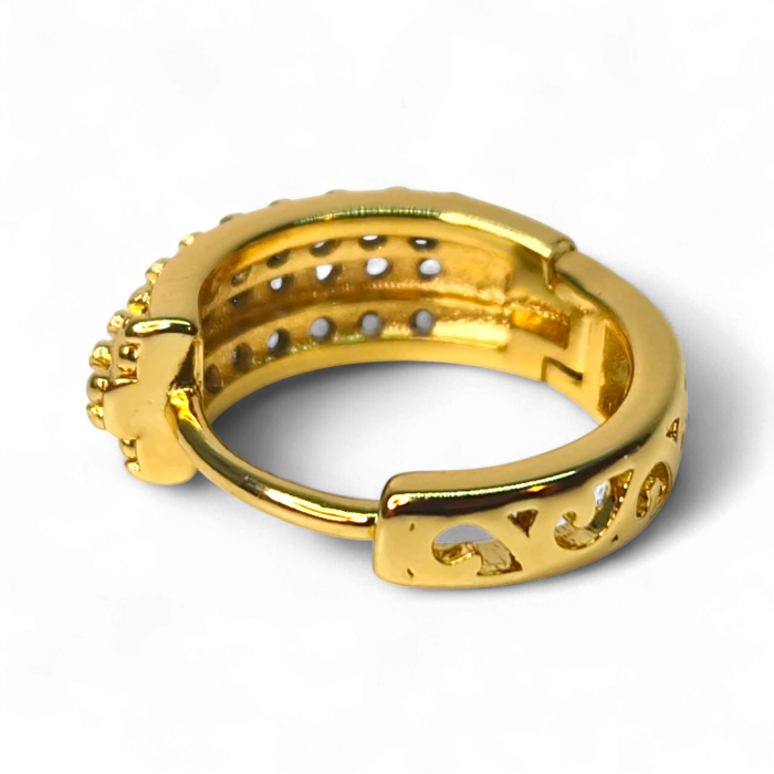 Cercei Victoria placați cu aur 18K cu trei rânduri de zirconii clare [8]