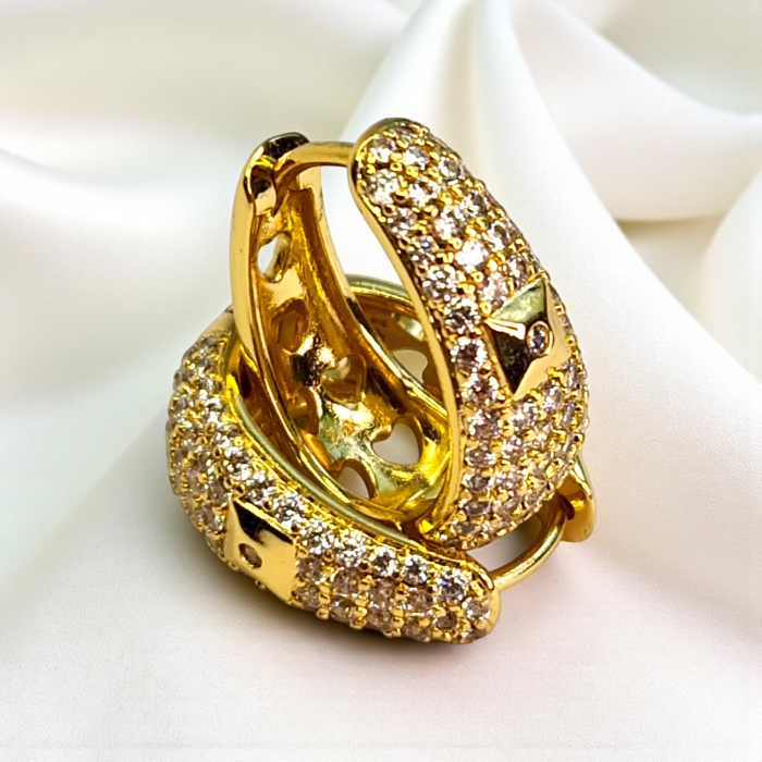 Cercei placați cu aur Ada cu cristale fine și detaliu pătrat [4]