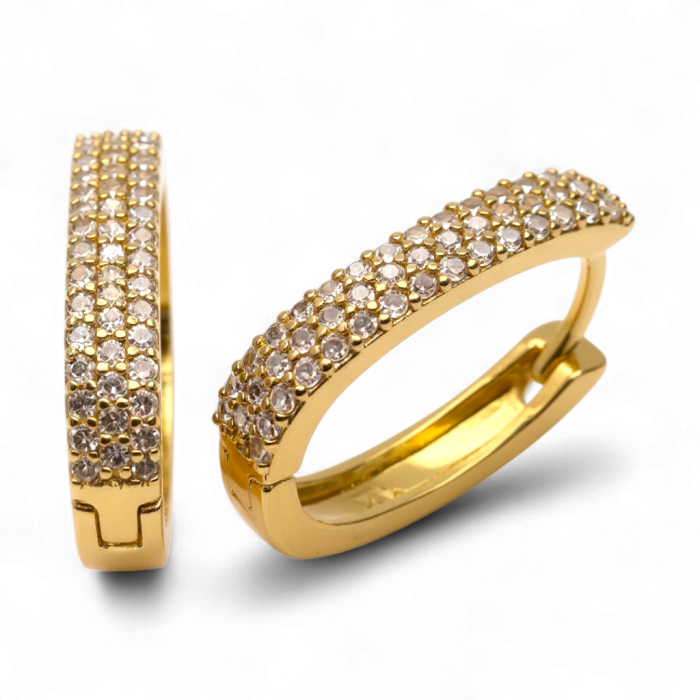 Cercei placați cu aur Adalia cu cristale fine pe design alungit [1]