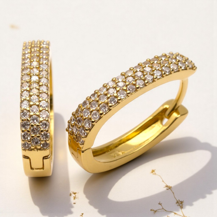 Cercei placați cu aur Adalia cu cristale fine pe design alungit [7]