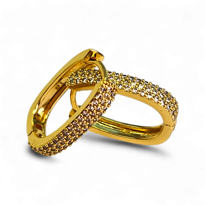 Cercei placați cu aur Adalia cu cristale fine pe design alungit [3]