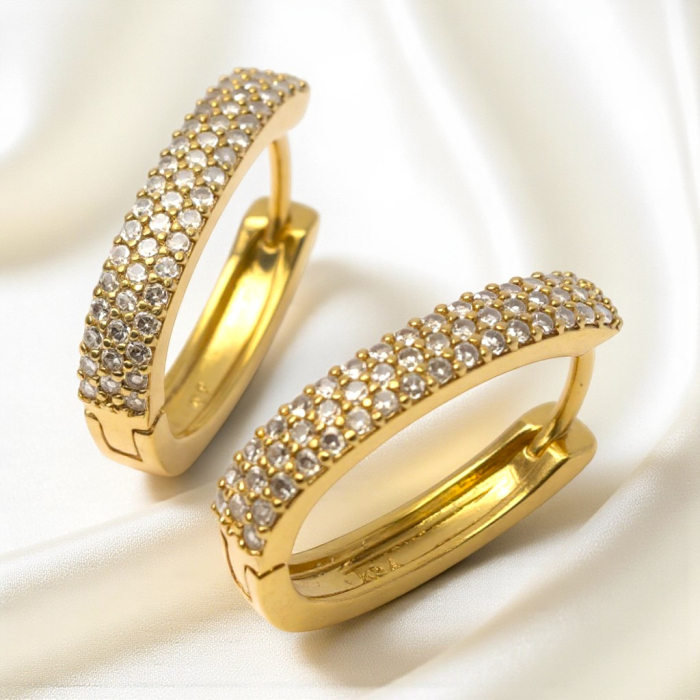 Cercei placați cu aur Adalia cu cristale fine pe design alungit [2]