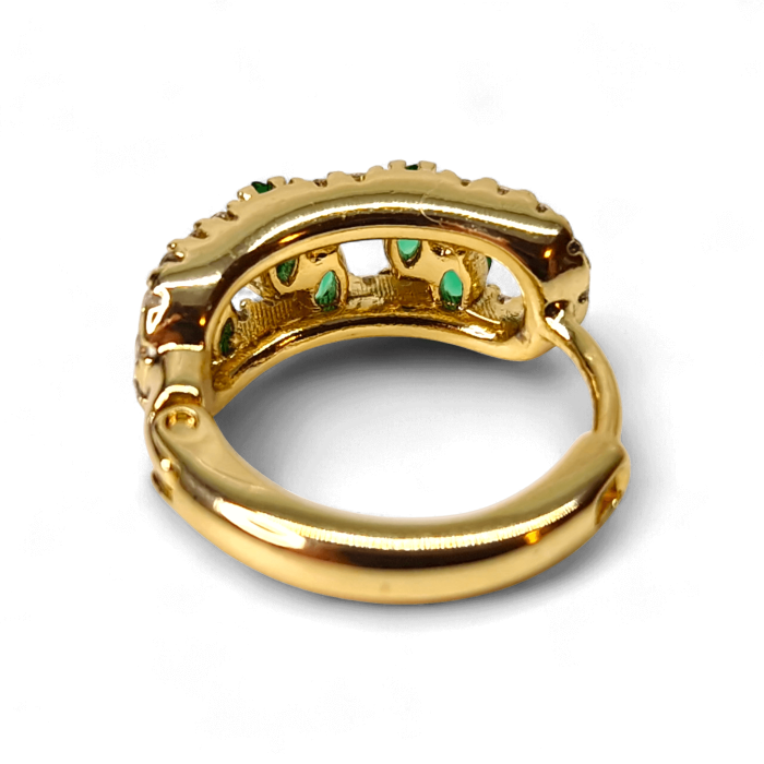 Cercei Adela placați cu aur cu zirconii verzi marquise și pietre albe [7]